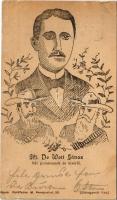 1901 Ifj. De Wett János búr parancsnok és kísérői. Goldfaden M. kiadása / Christiaan de Wet, Boer general, rebel leader and politician (EB)