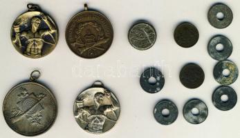 Vegyes jelvény, érem és zseton tétel, 15db magyar + 2db külföldi T:vegyes