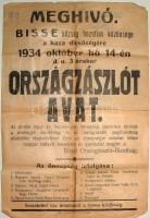 1934 Meghívó (plakát) bissei országzászló avató ünnepségre (nyomtatványként postázva