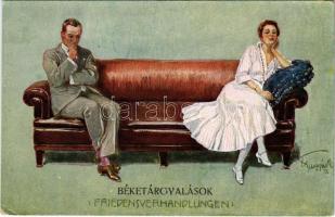1917 Béketárgyalások / Friedensverhandlungen / Romantic couple, lady art postcard (EK)