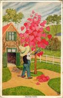 Romantic children art postcard. Wohlgemuth & Lissner Liebhaber Sammelmappen No. 1274. Herzliche Grüße s: Bert (EK)