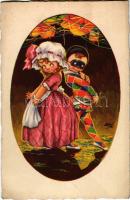 Masquerade ball. Italian children art postcard 1969-1. (EK)