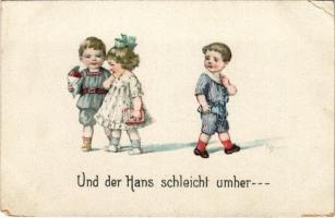 Und der Hans schleicht umher / Romantic children art postcard. WSSB No. 5520. (EM)