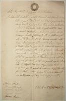 1852 olasz nyelvű okirat, 75 centisimi signettával