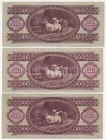 1957. 100Ft (3x) T:III szép papír
