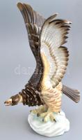 Herendi porcelán turul madár, jelzett, kézzel festett, egyik szárnyvégen kis hiánnyal, m: 33,5 cm
