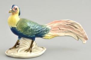 Ens porcelán madár figura. Kézzel festett, jelzett, hibátlan. sz 18 cm, m: 11 cm