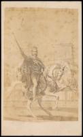 cca 1867 Ferenc József (1830-1916) császár és király koronázási festményéről készült keményhátú fotó, foltos, 10,5×6,5 cm