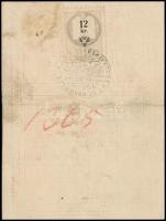 1859 Felsőőr, igazolási jegy, hátoldalán 12 Kr okmánybélyeggel
