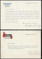 1966-1978 Mesterházi Lajos (1916-1979) író, a Budapest folyóirat főszerkesztőjének (1966-1969) gépelt levelei (2 db) Major Máté (1904-1986) Kossuth-díjas építész részére, a folyóirat fejléces papírjain, rajta Mesterházi Lajos saját kezű aláírásaival.