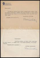 1948-1948 Nemzeti Színház egy azonosítatlan tagjának (?) 2 gépelt levele Major Máté (1904-1986) Kossuth-díjas építész részére, a Nemzeti Színház fejléces papírjain saját kezű aláírásaival.