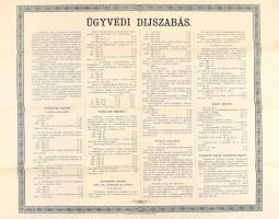 1897 Pécs, ügyvédi díjszabási táblázat, hajtott