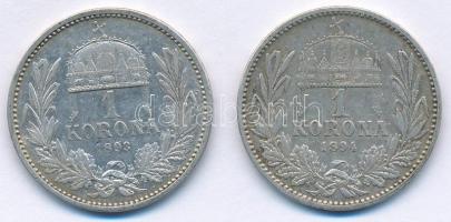 1893KB-1894KB 1K Ag "Ferenc József" (2xklf) T:2- Adamo#K5.1