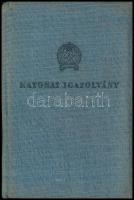 1951 Dimény Imre leendő miniszter katonai igazolványa