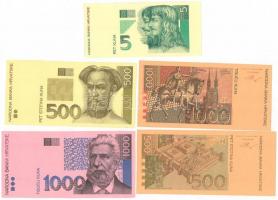 Horvátország 1993. 5K + 20K + 50K + 200K + 500K + 1000K, mind előlapi színpróba + 200K + 500K + 1000K, mind hátlapi színpróba T:I,I-  Croatia 1993. 5 Kuna + 20 Kuna + 50 Kuna + 200K + 500K + 1000K, all front color trial + 200 Kuna + 500 Kuna + 1000 Kuna, all back color trial C:UNC,AU