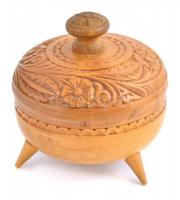 Faragott fa bonbonniere 3 lábbal d: 13 cm
