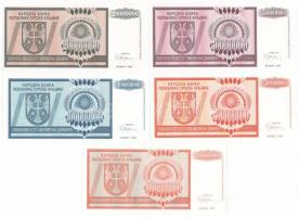 Horvátország / Krajnai Szerb Köztársaság 1993. 20.000.000D-1.000.000.000D (5xklf) "Z" sorozat, alacsonyabb sorszámokkal T:I Croatia / Republic of Serbian Krajina 1993. 20.000.000  Dinara - 1.000.000.000 Dinara (5xdiff) "Z" series with lower serial numbers C:UNC