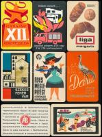 1964-1980 12 db vegyes reklámos kártyanaptár, egyik felületén törésnyomok