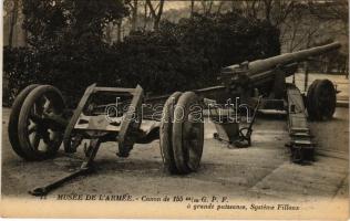 Musée de LArmée. Canon de 155 m/m G.P.F. a grande puissance, Systeme Filloux / WWI French military artillery, field gun (vágott / cut)