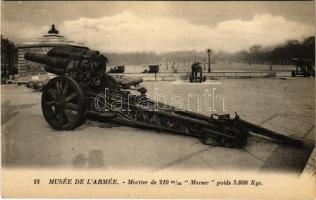 Musée de LArmée. Mortier de 210 m/m Morser poids 3.000 Kgs. / WWI German military artillery, heavy howitzer (from postcard booklet)