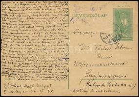 1940 209/17. munkásszázad egy tagjához címzett levelezőlap