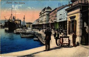 1916 Fiume, Rijeka; Riva Szapary / quay, steamship (EK)