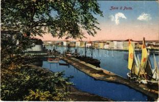 1918 Zadar, Zara; Il porto / port, boats, steamship. A. Gilardi & Figlio (Rb)