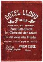 cca 1910 Hotel Lloyd Fiume szövet irattartó, benne megvislet számlával / linen document holder 20x13 cm