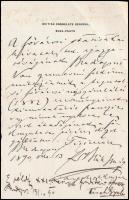 1890 A budapesti brit konzulátus levélpapírján írt levél a fővárosi statisztikai hivatalnak olvashatatlan aláírással