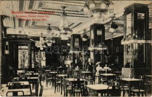 1909 Budapest V. Gresham kávéház (tulajdonos Salczer Mór), belső, pincérek. Ferenc József tér (EK)