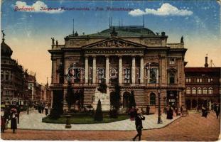 1918 Budapest VIII. Ideiglenes Nemzeti Színház (Népszínház), villamos, pénztár. Photoiris No. 18. (EB)