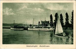 1942 Balatonboglár, Hajóállomás, gőzhajó, vitorlás (EK)