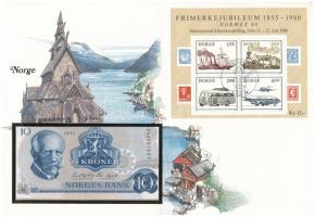 Norvégia 1977. 10K felbélyegzett borítékban, bélyegzéssel T:I Norway 1977. 10 Kroner in envelope with stamp and cancellation C:UNC