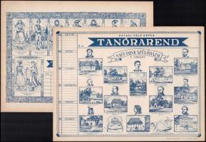 cca 1920-1970 7 db régi kitöltetlen órarend (Pataki-féle, rejtvény órarend, stb.)