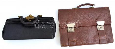 2 db régi bőr táska kopott állapotban