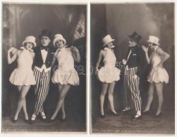 2 db RÉGI fotó képeslap: kabaré színészek / 2 pre-1945 photo postcards: Cabaret actor and actresses. Foto R. Telek Zilina