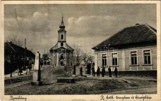 1941 Romhány, Római katolikus templom és községháza, hősök szobra