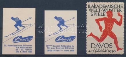 1930-1936 3 db Davos reklám levélzáró