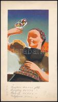 Konecsni György (1908-1970) - Kling György (1912-1991): Hongrie magyar turisztikai reklámterv fázisnyomata, 18×10,5 cm