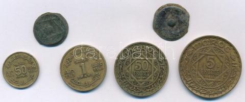 Marokkó 6db-os vegyes fémpénz tétel T:2,3 Morocco 6pcs of metal coins C:XF,F