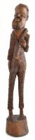 Nagy méretű afrikai faragott fa szobor, m: 64 cm