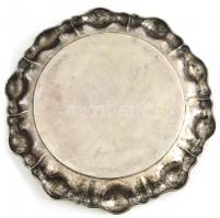 Ezüst(Ag) hólyagos peremű tálca, jelzett, d: 29,5 cm, nettó: 411 g