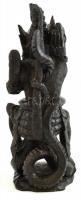 Sárkányon lovagló isten. Nagy méretű, keményfa faragott szobor. 40 cm