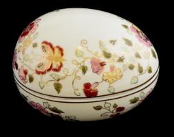 Zsolnay pillangómintás porcelán tojás, kézzel festett, jelzett, hibátlan, 14,5×11,5 cm