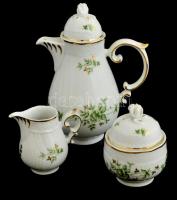 Hollóházi kétszemélyes mokkás készlet, matricás, jelzett, hibátlan, eredeti dobozában