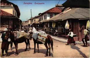 1911 Sarajevo, Carsijapartie / street view, market vendors, shops, bazaar (EK)