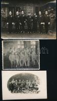 Weiss Manfréd gyári tűzoltók csoportképei, 5 db fotó, egyik sérült, 8×11 és 11×16 cm
