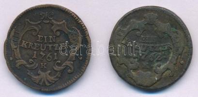1761K 1kr Cu + 1762K 1kr Cu "Mária Terézia" T:2,2-
Huszár: 1758., Unger III.: 1272.a