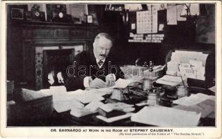 1919 Dr. Barnardo at work in his room at Stepney Causeway. Thomas John Barnardo, Irish philanthropist and founder and director of homes for poor and deprived children (EK)