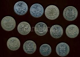Lengyelország 1959-74. 5Zl (2x), 10Zl (10x) 7klf, 20Zl (1x) T:1/2,2,3 Összesen 13db!